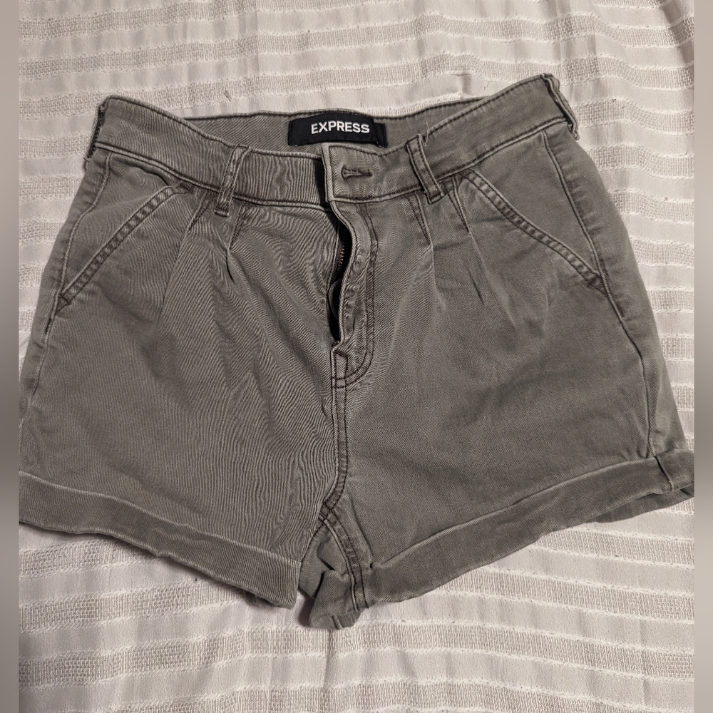 Express High Rise Shorts - Olive